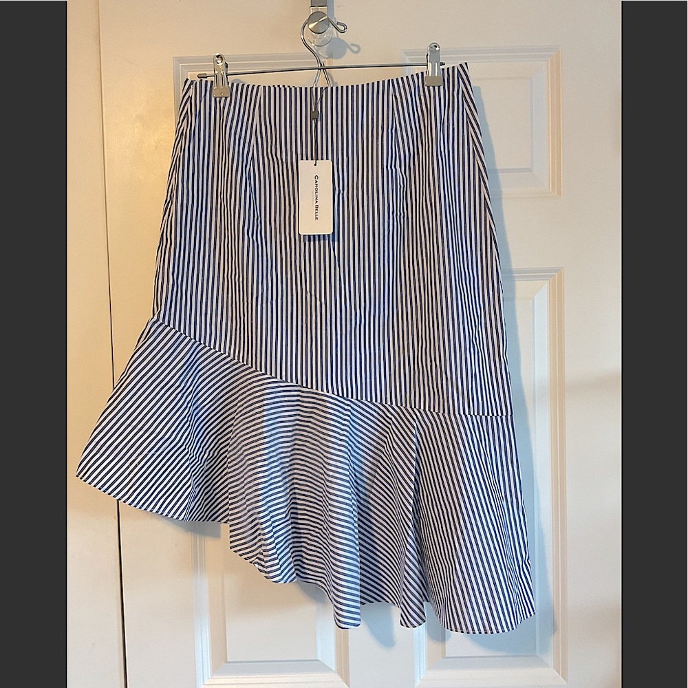 Asymmetric striped skirt